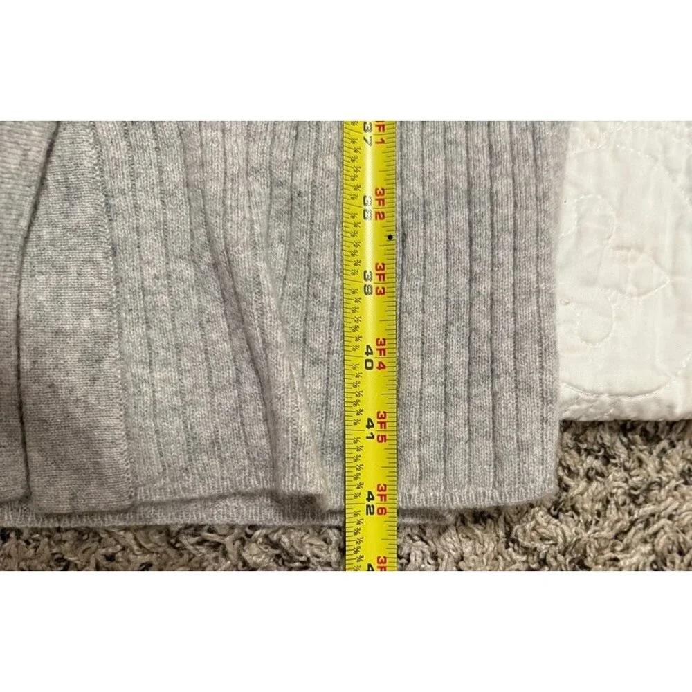 Autumn Cashmere 100% Cashmere Ribbed Long Cardigan Sweater Gray Size S